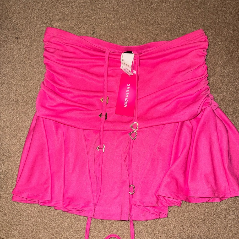 SHEIN Hot Pink Ruched Mini Skirt